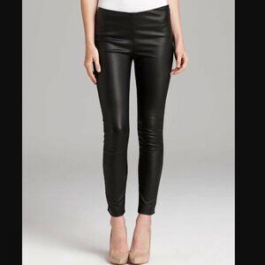 Catherine Malandrino Skinny Fit Stretch Black 100% Lamb Leather Leggings Size 6